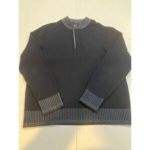 Raffi Sweater Mens L Blue Cashmere Blend Quarter Zip Pullover